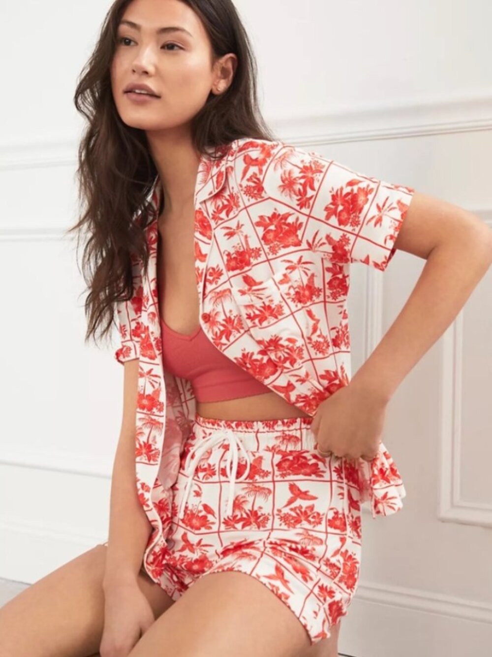 Farm Rio Tropical Tile Pajama Set - Picture 1 of 8